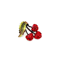 Vintage Petite Red Rhinestone Cherries Brooch - 24 Wishes Vintage Jewelry