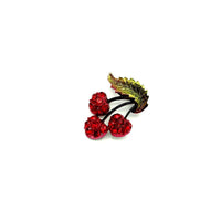 Vintage Petite Red Rhinestone Cherries Brooch - 24 Wishes Vintage Jewelry
