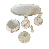 Vintage Porcelain Floral Hand-painted Vanity Set - 24 Wishes Vintage Jewelry