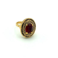 Vintage Sarah Coventry Ruby Red Victorian Inspired Cocktail Ring - 24 Wishes Vintage Jewelry