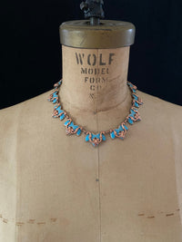 Vintage Scallop Matisse Copper Blue Enamel Necklace - 24 Wishes Vintage Jewelry
