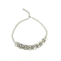 Vintage Silver Art Deco Style Diamante Collar Statement Necklace - 24 Wishes Vintage Jewelry