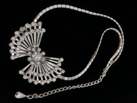 Vintage Silver Art Deco Style Diamante Starburst Pendant - 24 Wishes Vintage Jewelry