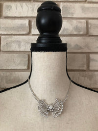 Vintage Silver Art Deco Style Diamante Starburst Pendant - 24 Wishes Vintage Jewelry