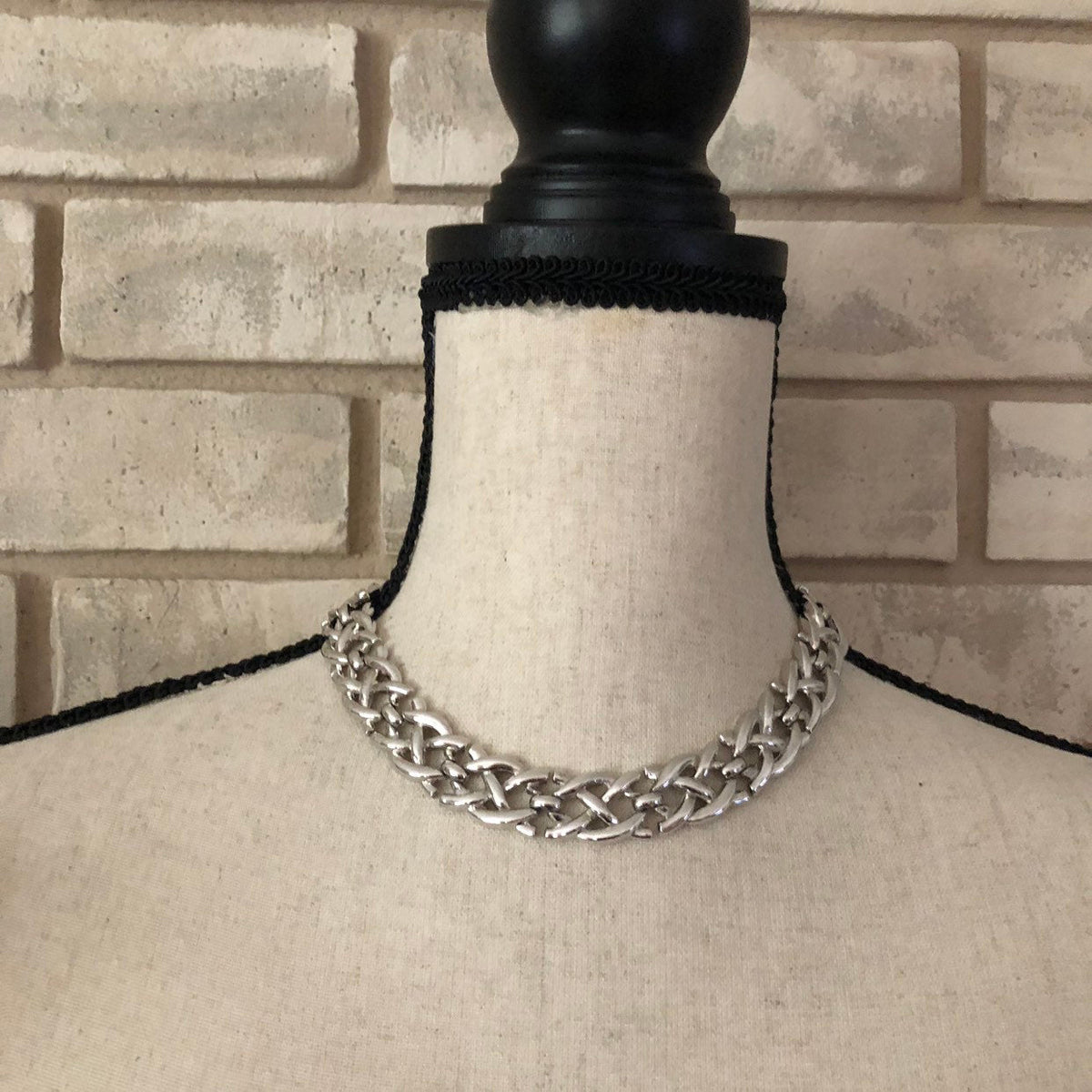 Vintage Silver Crown Trifari Weave Necklace - 24 Wishes Vintage Jewelry