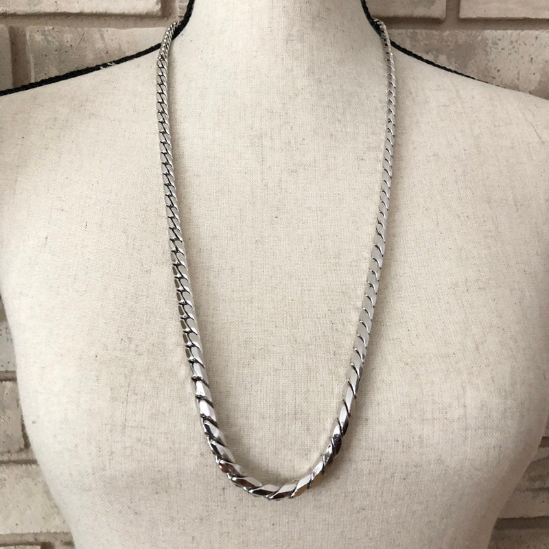 Vintage Silver Les Bernard Chunky Chain Layering Necklace - 24 Wishes Vintage Jewelry