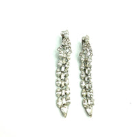 Vintage Silver Long Dangle Rhinestone Earrings - 24 Wishes Vintage Jewelry