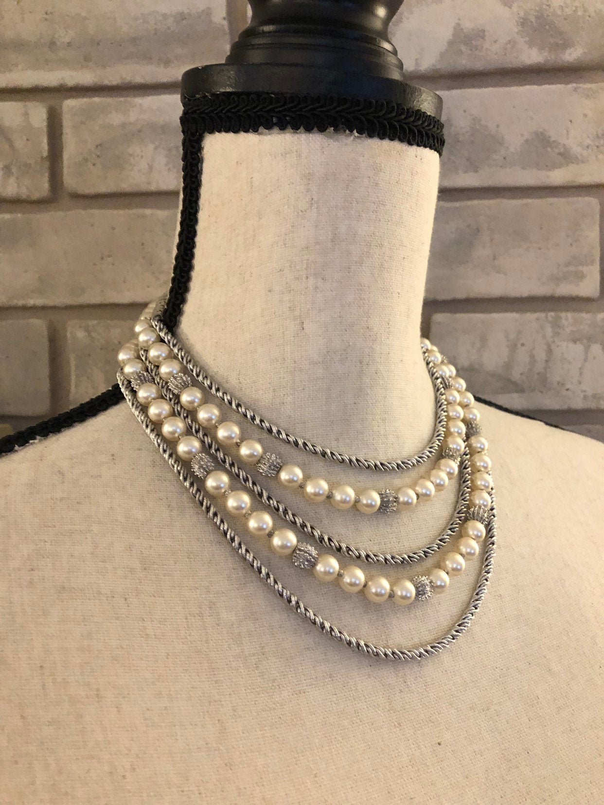 1980s Faux Pearl Multi-strand Necklace - Etsy