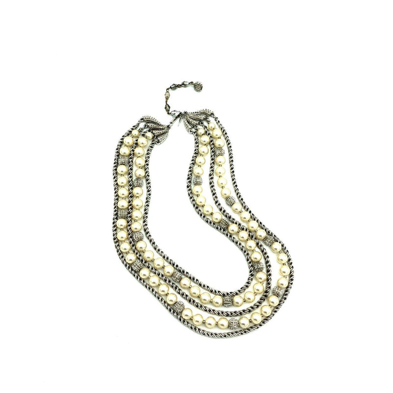 Vintage Silver Trifari Multi-Strand Layered Pearl Classic Necklace – 24 ...