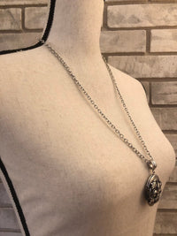 Vintage Silver Whiting & Davis Fleur-de-lis Locket Pendant - 24 Wishes Vintage Jewelry