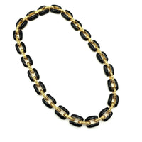 Vintage St. John Black Enamel Gold Chain Link Necklace - 24 Wishes Vintage Jewelry