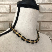 Vintage St. John Black Enamel Gold Chain Link Necklace - 24 Wishes Vintage Jewelry