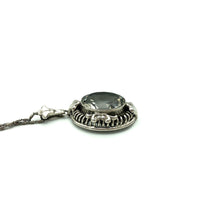 Vintage Sterling Silver Art Deco Crystal Glass Pendant - 24 Wishes Vintage Jewelry