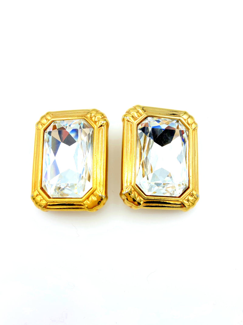 Vintage Swarovski Large Clear Crystal SAL Statement Earrings - 24 Wishes Vintage Jewelry
