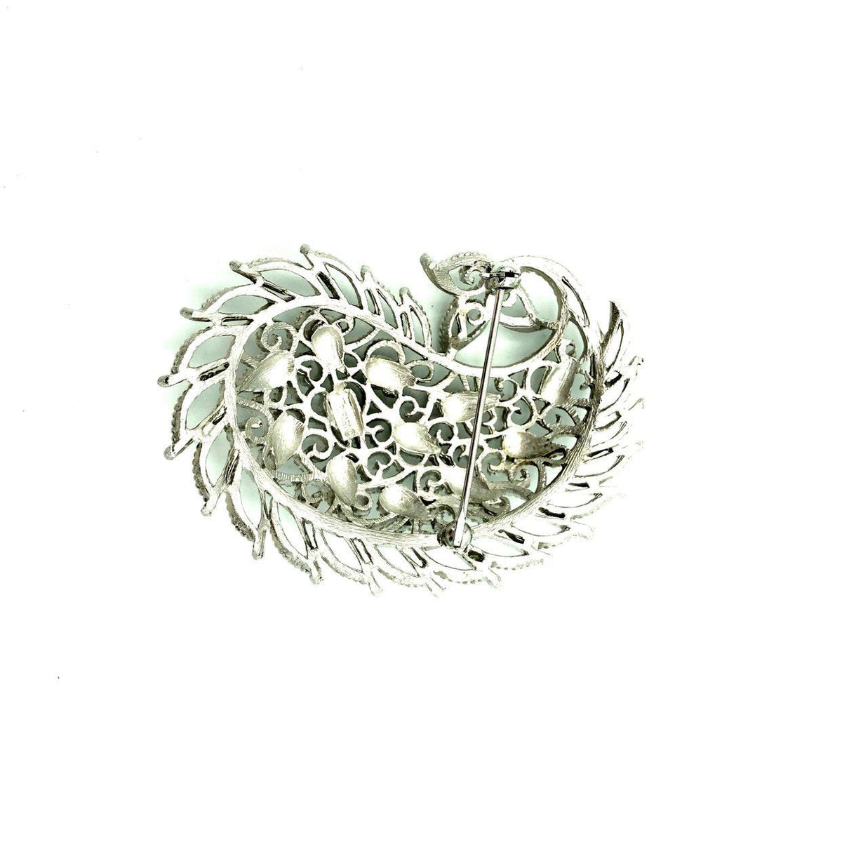 Vintage Trifari Classic Silver Paisley Brooch - 24 Wishes Vintage Jewelry