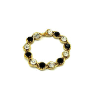 Vintage White & Black Rhinestone Chain Stacking Bracelet - 24 Wishes Vintage Jewelry