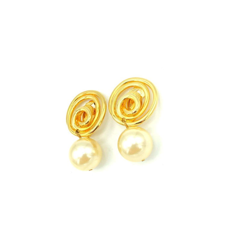 Vintage White Pearl Drop Swirl Earrings By Norma Jean - 24 Wishes Vintage Jewelry