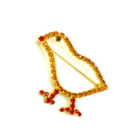 Vintage Yellow Rhinestone Chick Brooch - 24 Wishes Vintage Jewelry