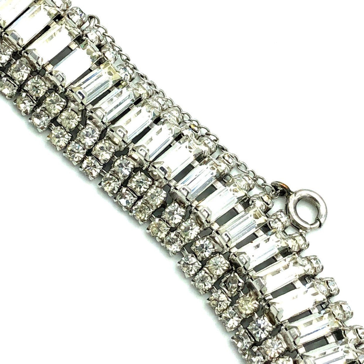 Weiss Clear Rhinestone Statement Bracelet - 24 Wishes Vintage Jewelry