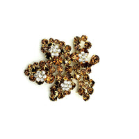 Weiss Large Topaz Brown Rhinestone Leaf Vintage Brooch - 24 Wishes Vintage Jewelry