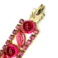Weiss Pink Rhinestone Vintage Statement Bracelet - 24 Wishes Vintage Jewelry