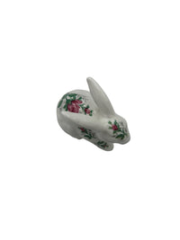 White MANN Bone China Rose Floral Rabbit Trinket Box - 24 Wishes Vintage Jewelry