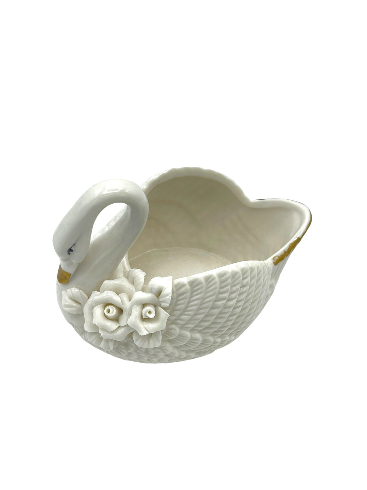 White Swan Porcelain Vintage Vase Trinket Dish - 24 Wishes Vintage Jewelry