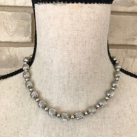 Whiting & Davis Brushed Silver Bead Necklace - 24 Wishes Vintage Jewelry
