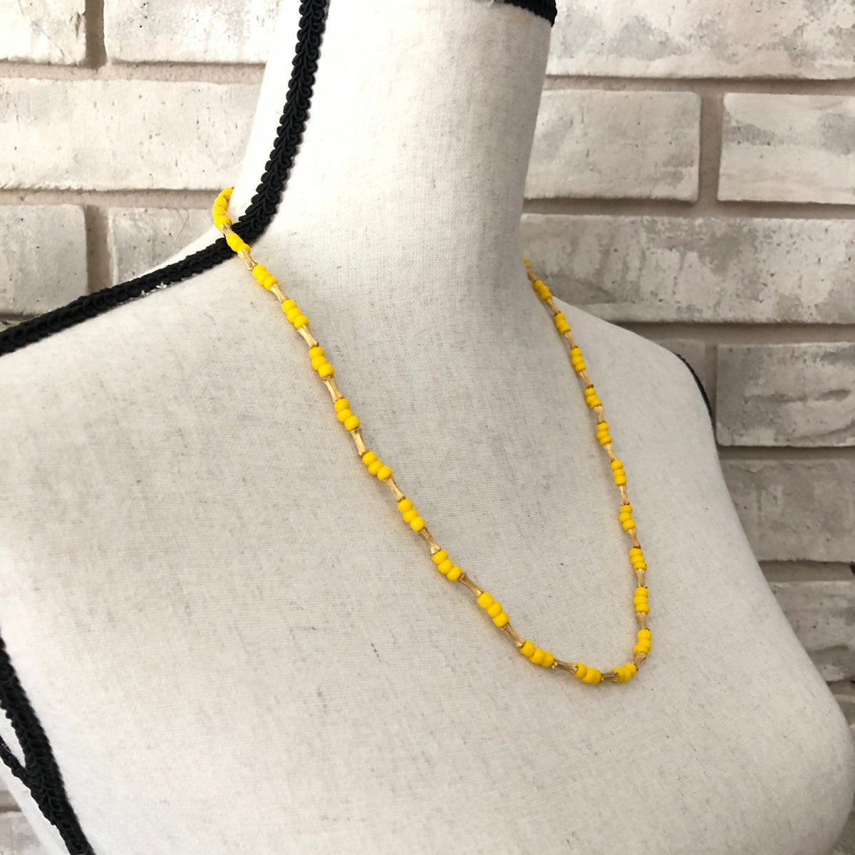 Yellow Beads Vintage Layering Necklace By Les Bernard - 24 Wishes Vintage Jewelry