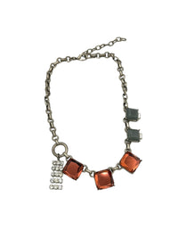 Yosca Vintage Antique Silver Necklace Boho Rhinestone Charm Statement Pendant - 24 Wishes Vintage Jewelry