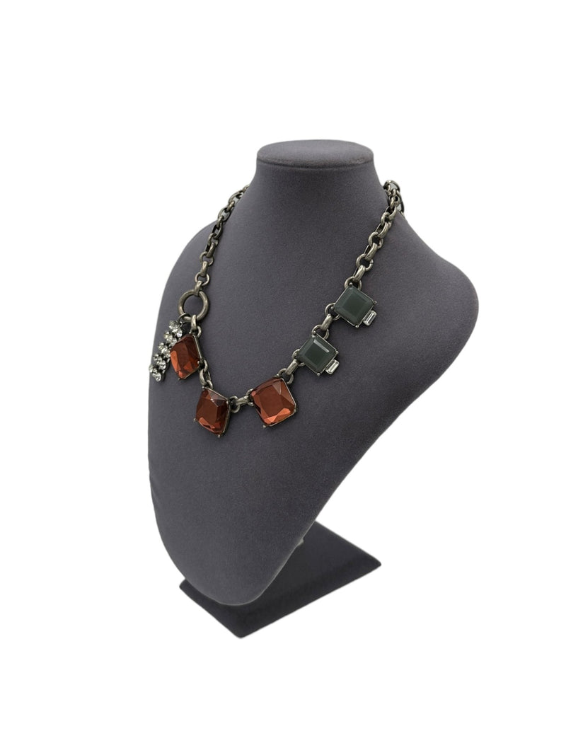 Yosca Vintage Antique Silver Necklace Boho Rhinestone Charm Statement Pendant - 24 Wishes Vintage Jewelry