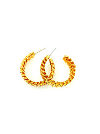Zig Zag Medium Hoop Gold Pierced Earrings - 24 Wishes Vintage Jewelry